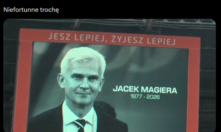 ''NIEFORTUNNA'' ramka sponsora przy oddaniu hołdu dla Jacka Magiery